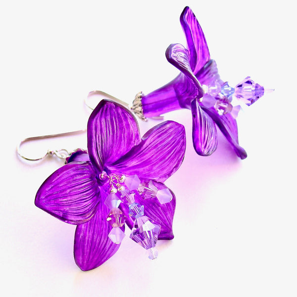purple flower earrings