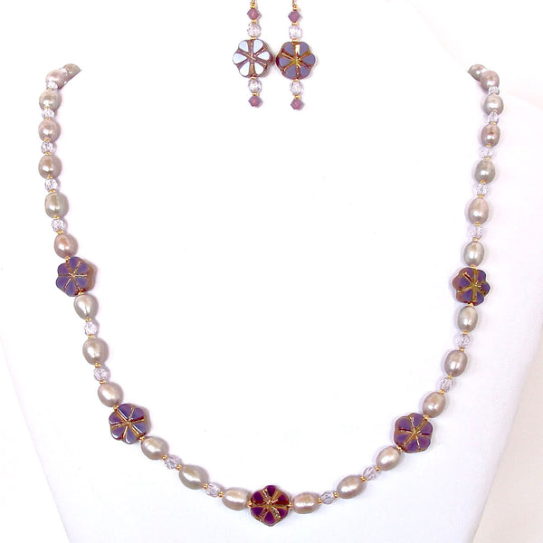 taupe pearl necklace set
