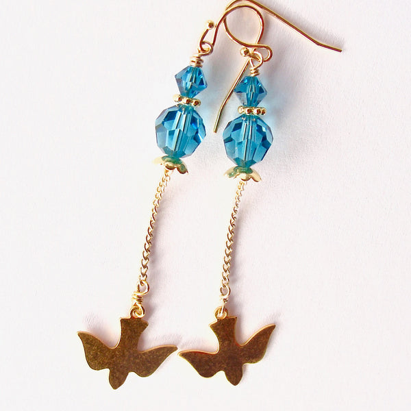 teal crystal earrings
