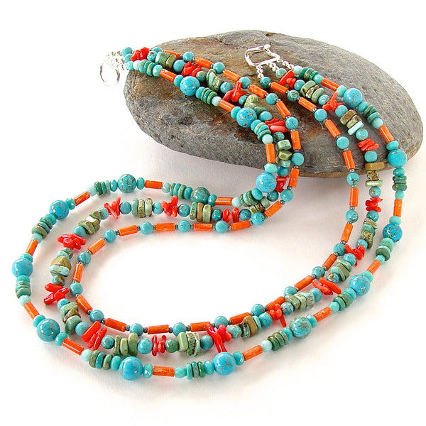 turquoise and coral necklace