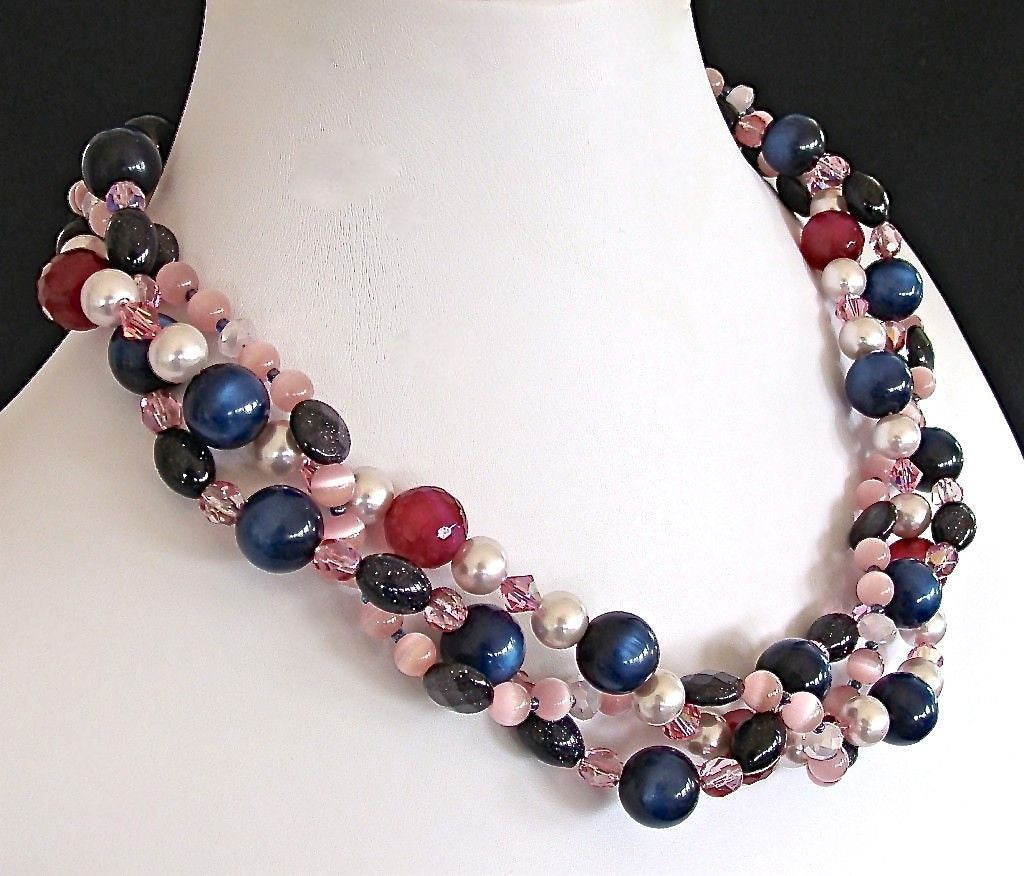 Pink and 2025 navy necklace