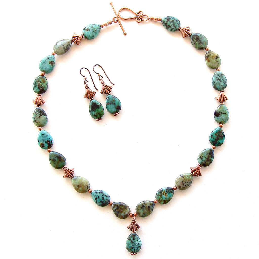 African Turquoise Pendant Necklace Set