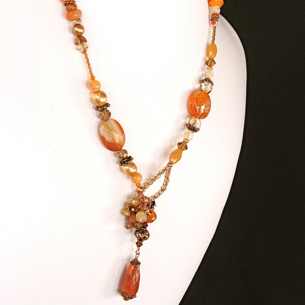22.5 inch Agate and Carnelian Necklace Back