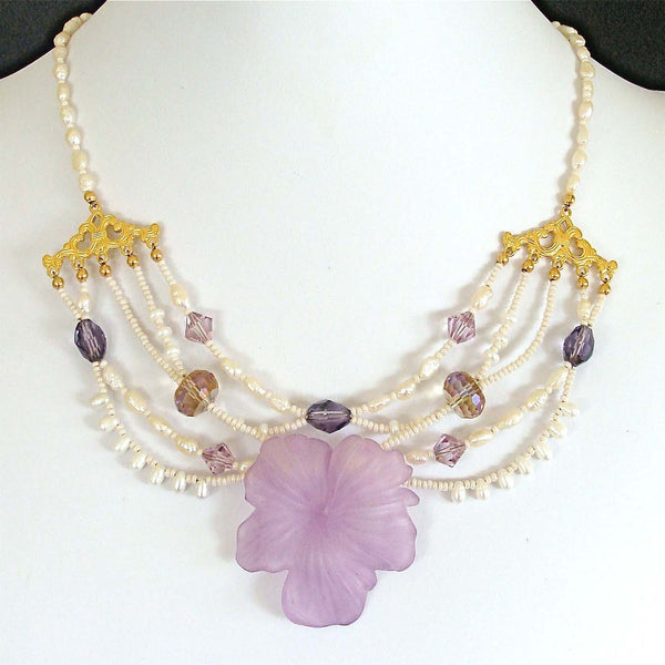 Anabelle Lucite Flower Necklace Collar Style