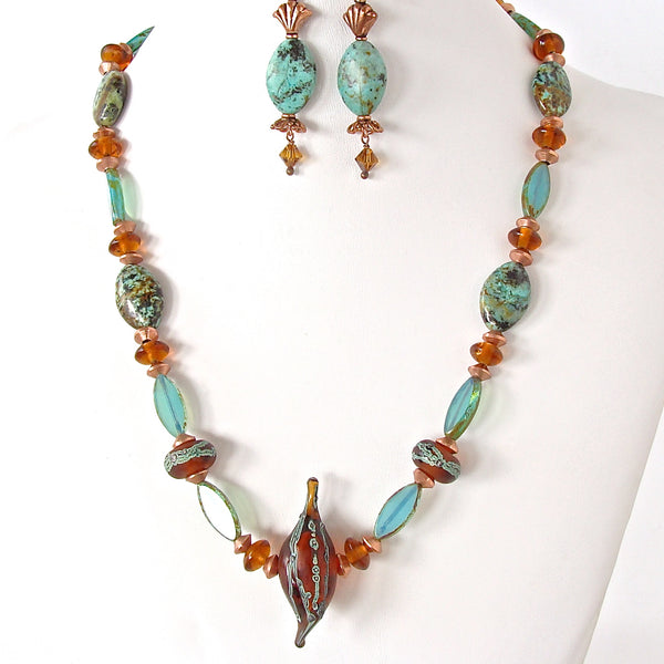 Vega: Unique Necklace with Green Turquoise