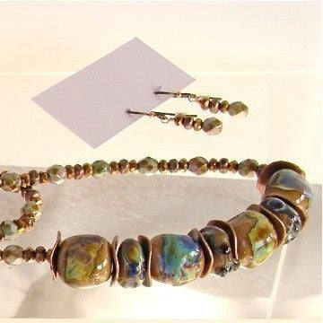 Marshland: 18.5" Hand Blown Glass Bead Necklace