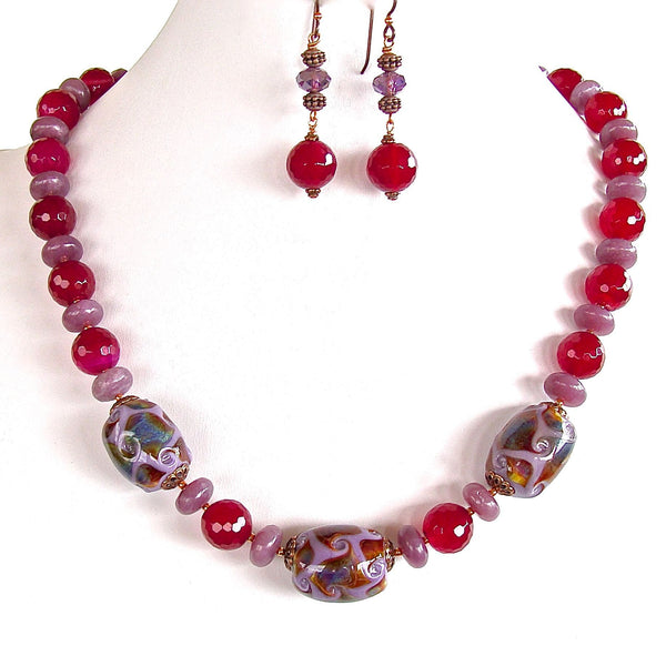 Beaded Jewel Tone Necklace Set