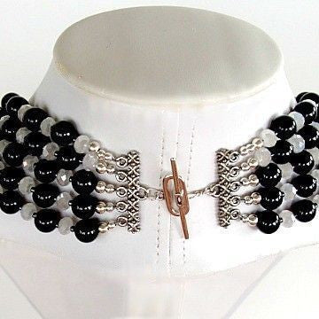 Beaded black and white necklace
