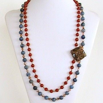 Beaded red and blue necklace