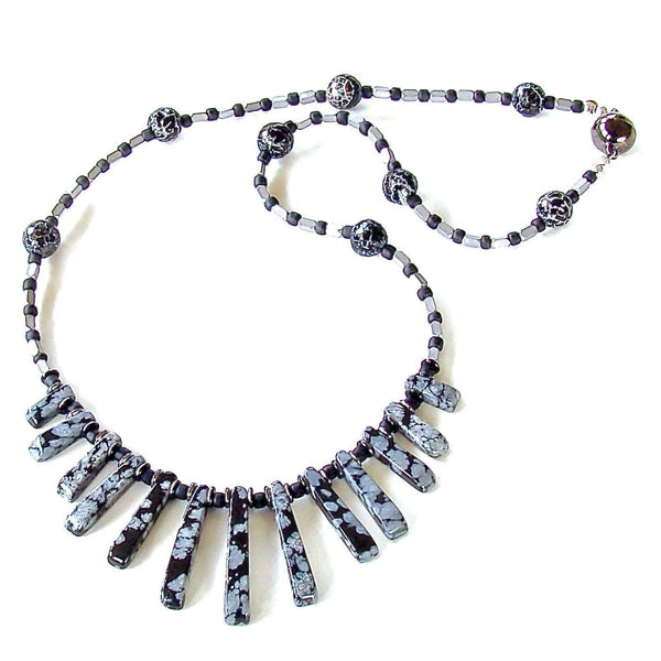 Black and Gray Hematite Gemstone Necklace