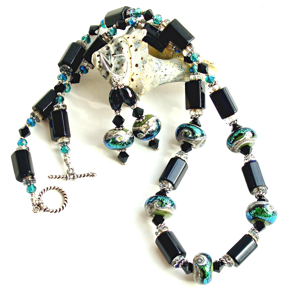 Black Necklace with Art Glass