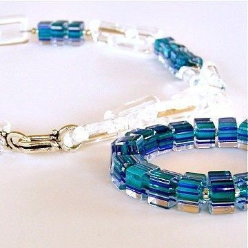 Blue and Clear Handmade Necklace Set