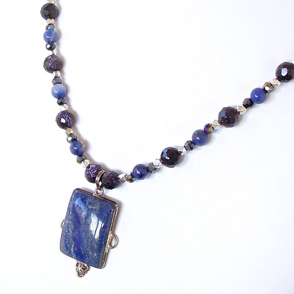 Blue gemstone beaded necklace