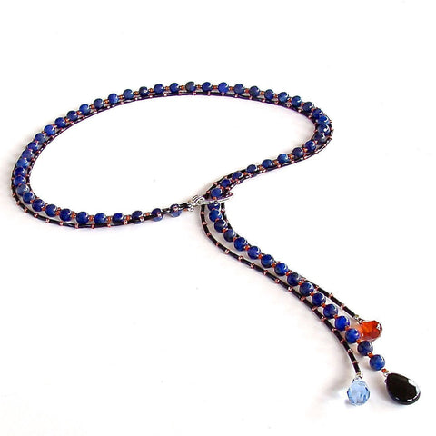 Blue gemstone necklace lariat