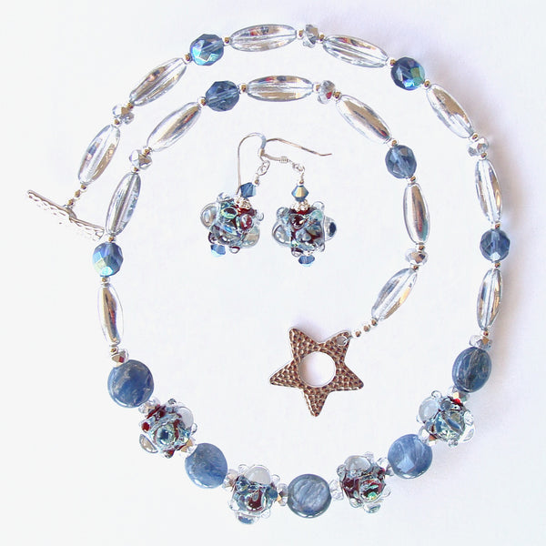 Blue Bead Necklace Set
