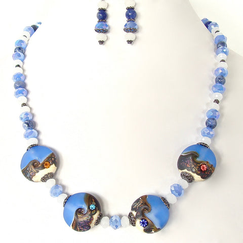 Blue and white necklace
