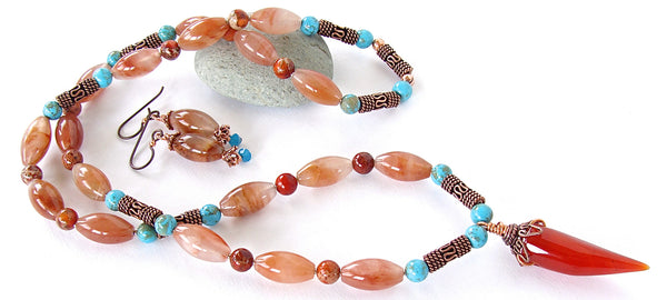 Boho stone necklace set