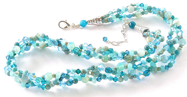 Braided Necklace in Aqua