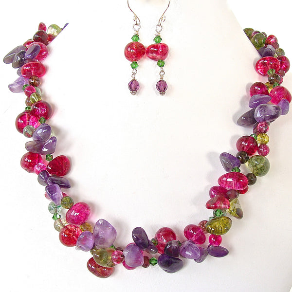 Chunky Gemstone Necklace with Amethyst