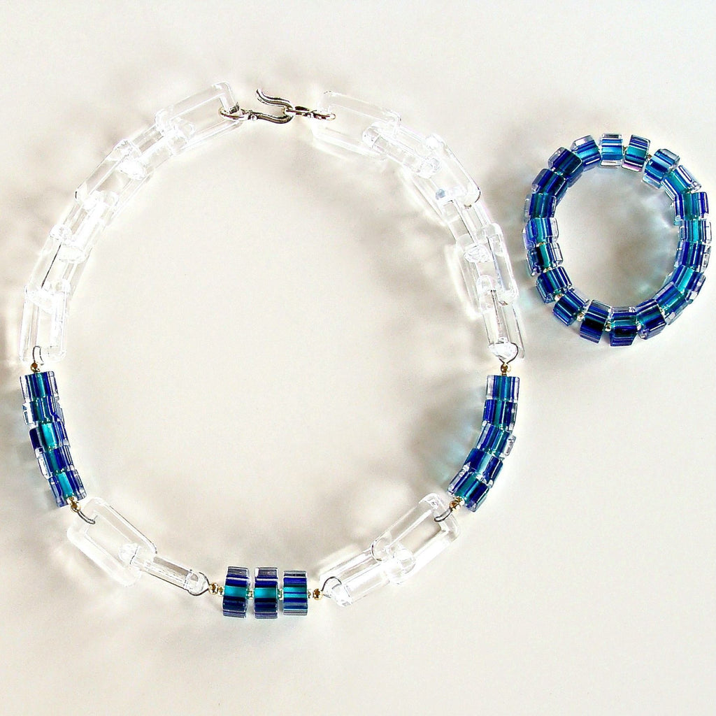 Clear Chain Link Necklace and Bracelet