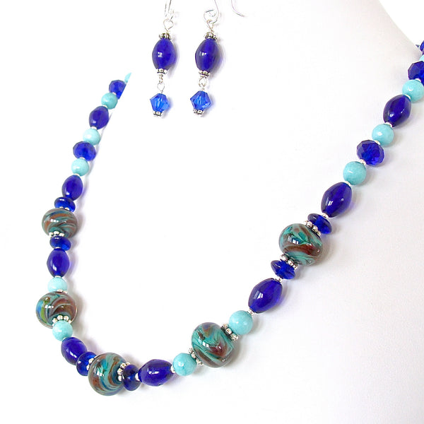 Plymouth: Handmade Cobalt Blue Necklace Set