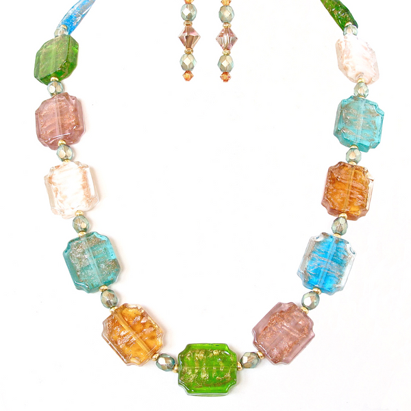 Colorful Necklace Set with Venetian Glass