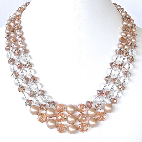 Elegant Blush and Champagne Cocktail Necklace
