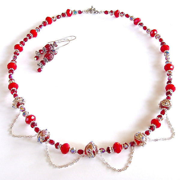Festive red necklace