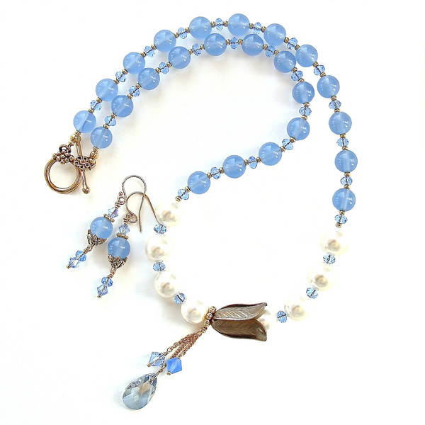 Floral Necklace with Blue Quartz