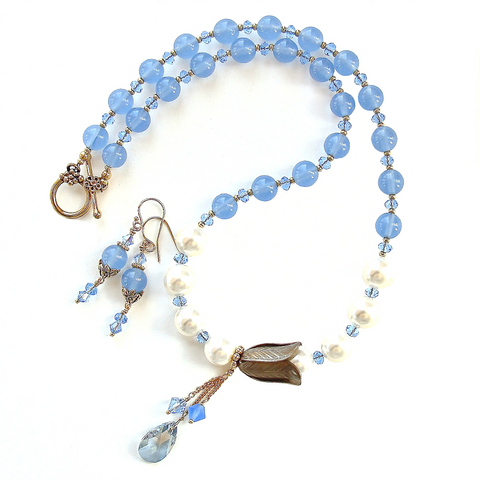 Floral Necklace with Blue Quartz