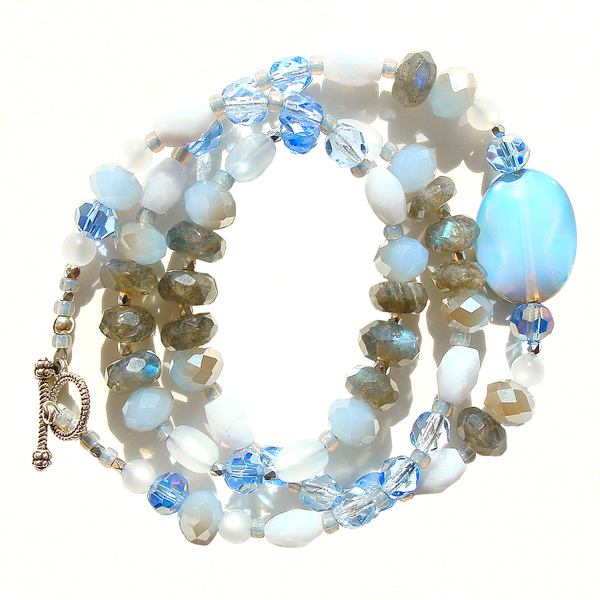 Gemstone Wrap Bracelet in Blue and Gray