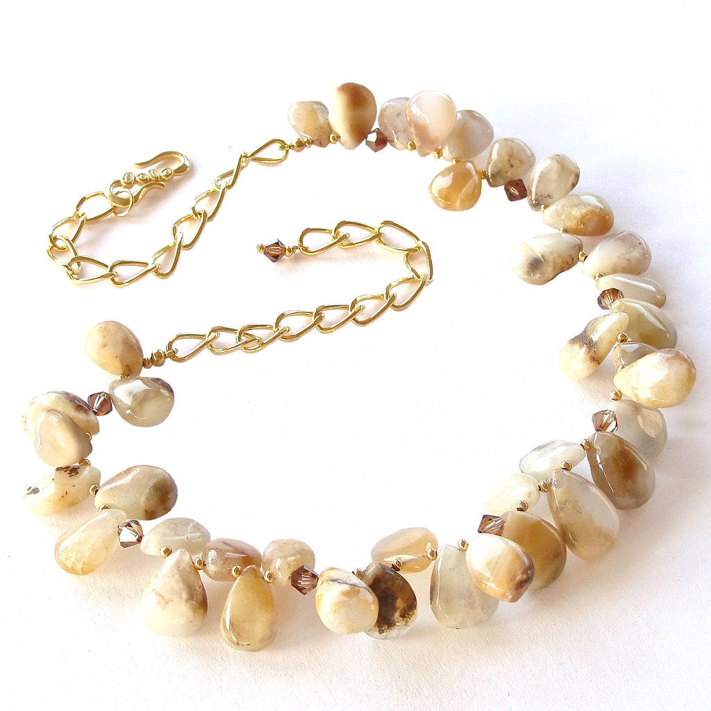 Gemstone Bib Necklace in Neutral Colors