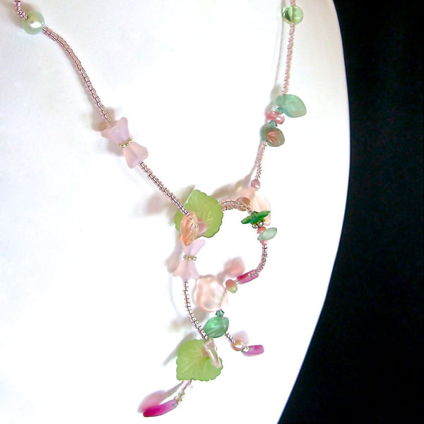 Green and Pink Floral Necklace