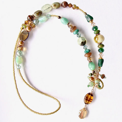 Green Stone Lariat Necklace