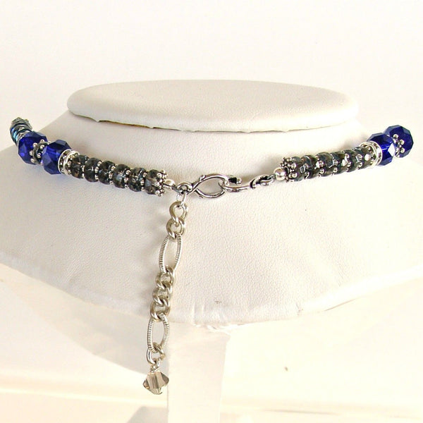 Lucky: 17" Royal Blue Crystal Necklace and Earrings