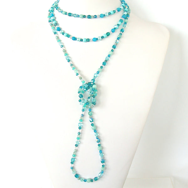 Handcrafted Long Teal Necklace