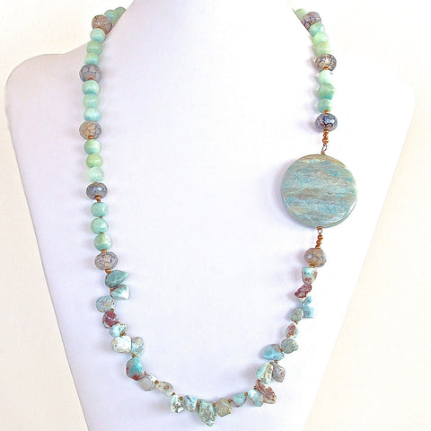 Handmade Larimar Beads Necklace