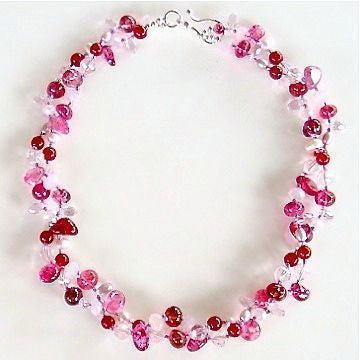 Handmade pink gemstone necklace
