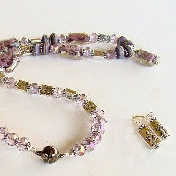 Handmade purple lampwork necklace
