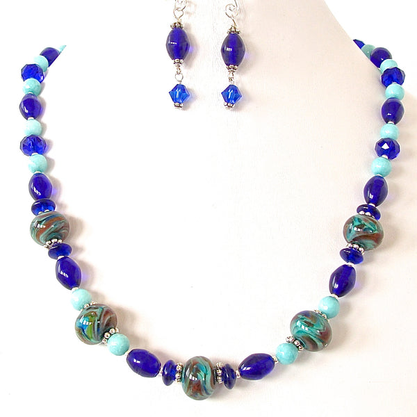 Plymouth: Handmade Cobalt Blue Necklace Set