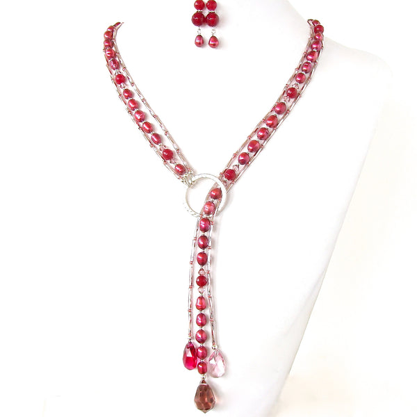 Handmade Pearl Lariat Necklace