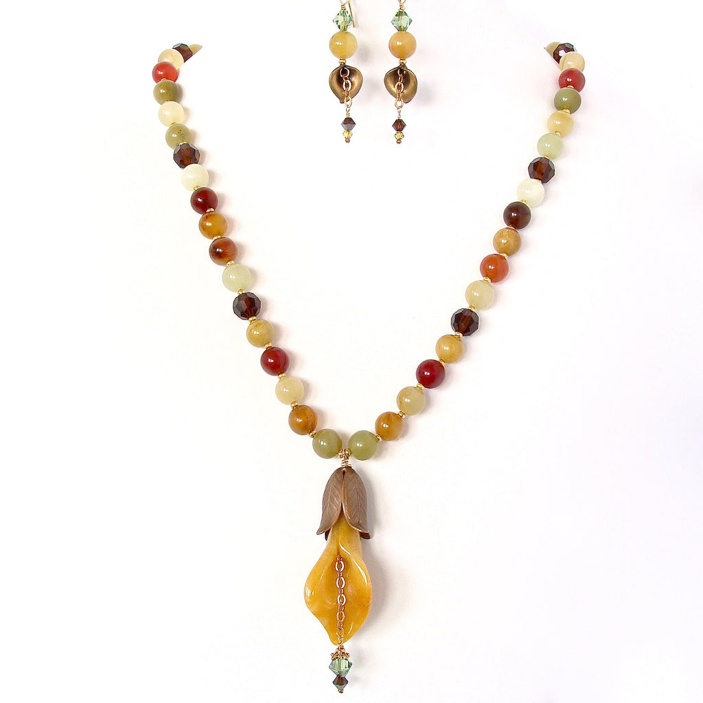 Handmade Pendant Necklace in Autumn Jewel Tones