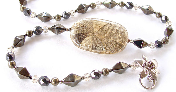 Diamondback: Silver Beaded Necklace