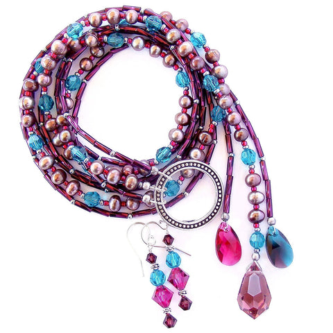 Lariat Necklace with Swarovski Crystal Pendant 