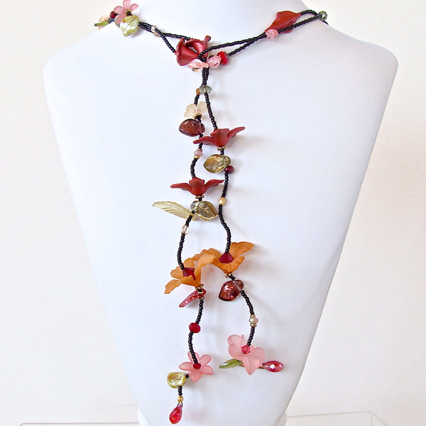Lady Bug: Red Flower Necklace
