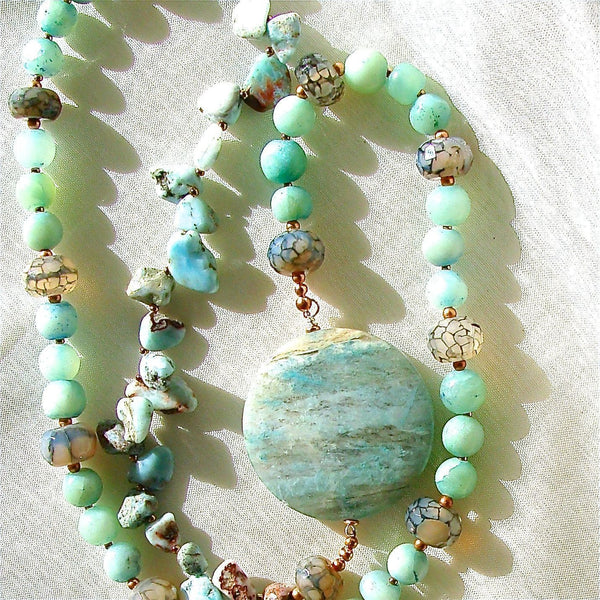 Over Easy: 29" Larimar Beads Necklace