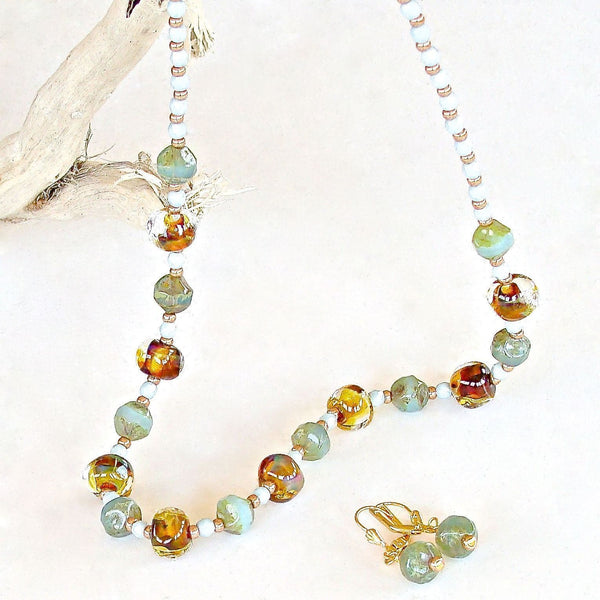 Buttermilk: 19" Glass Beaded Necklace