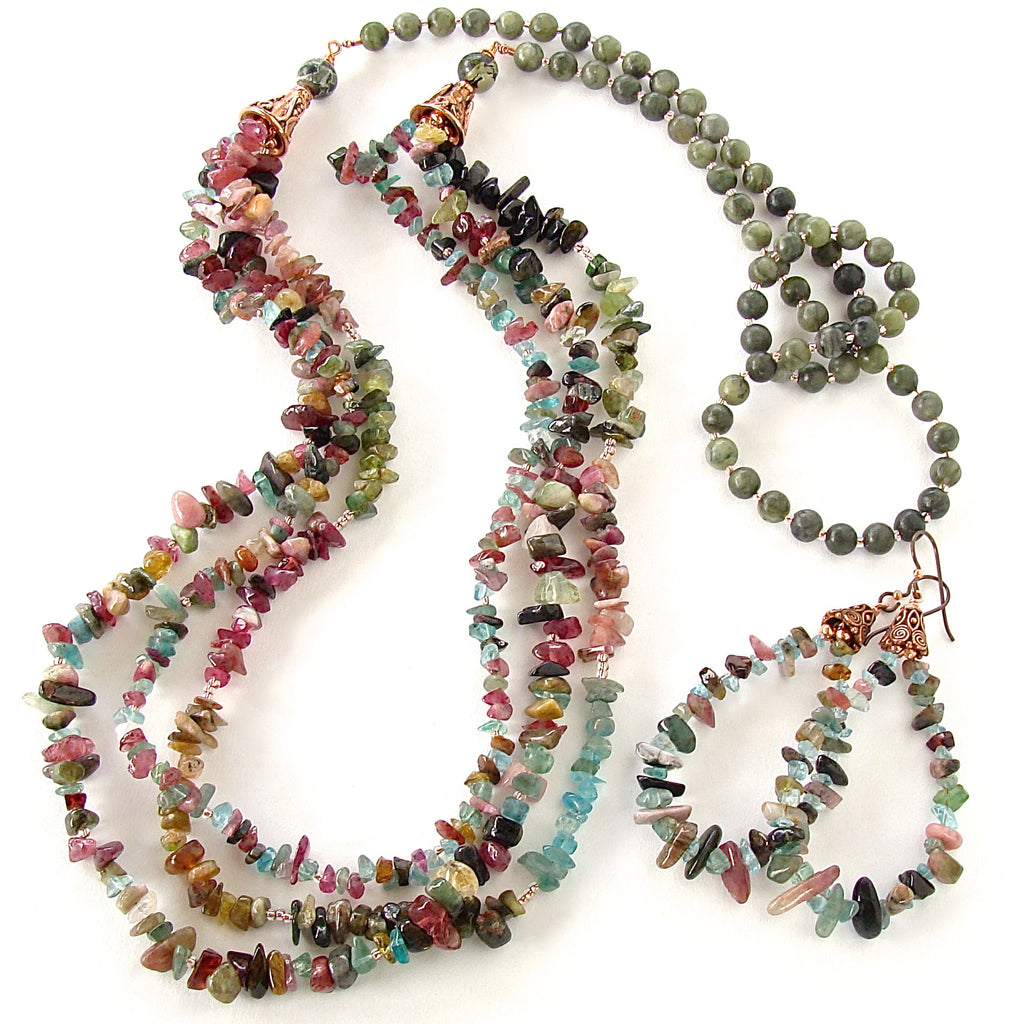 Long gemstone necklace with Rainbow Tourmaline