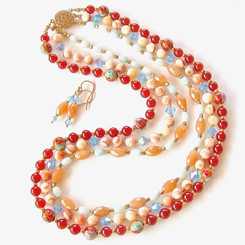 Orange Stone Necklace Set