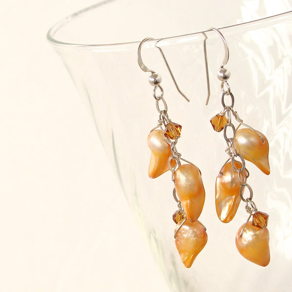 Orange crystal earrings